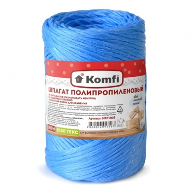  Шпагат полипропиленовый, цилиндр, 1,6ммx100м синий 1000 Текс Komfi фото 1