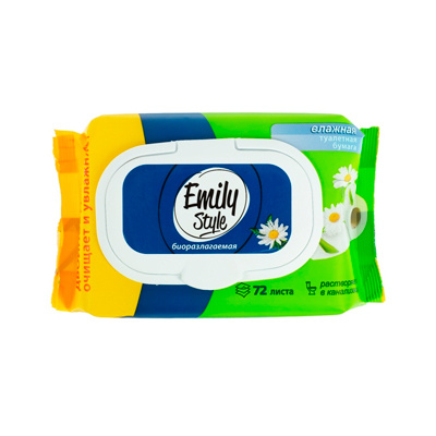 Туалетная бумага влажная растворяющаяся Emily Style 72 шт с крышкой фото 1