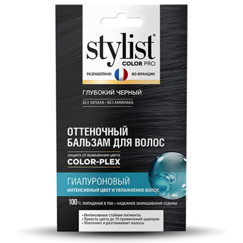  Бальзам для волос оттеночный Гиалуроновый Тон Глубокий черный серии STYLIST COLOR PRO 50мл фото 1