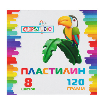  [о239048] ClipStudio Пластилин 8 цветов 120 грамм, в картонном выдвижном пенале фото 1