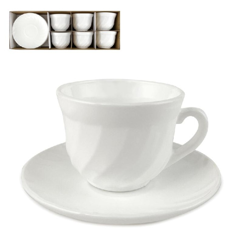  Набор чайный на 6 персон / 12 предметов: кружка 190 мл + блюдце d=14 см, белье фото 1