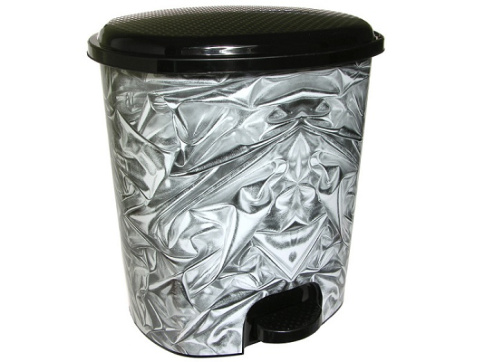  Контейнер для мусора 12,0 л с педалью Серебро черный фото 1
