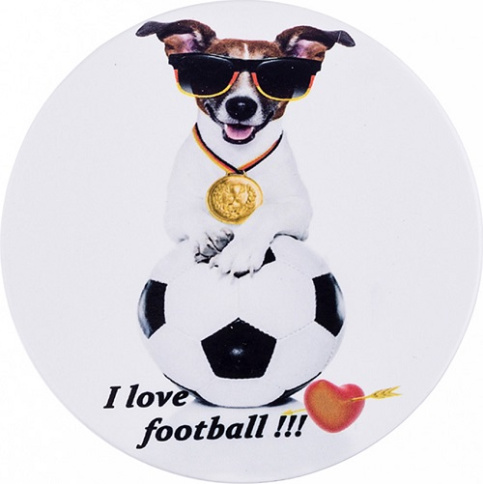  Подставка под пивную кружку I love football с пробковой основой 11*11 см. фото 1