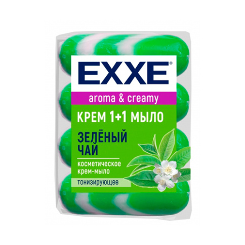  Мыло EXXE 1+1 блок 4Х90 гр Зеленый чай (зеленое полосатое) фото 1