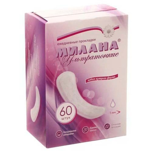  Прокладки женские гигиенические ежедневные МИЛАНА ультратонкие soft (60 шт) 1/30      фото 1