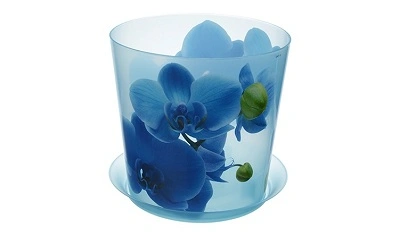  Кашпо Деко 2,4 л 160x160x155 мм с/под Орхидея голубая фото 1