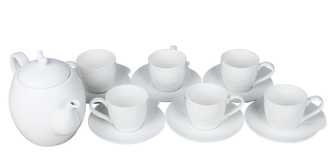  Набор кофейный 13 предметов: чашка 100 мл - 6шт, блюдце 12 см - 6шт, чайник 680 мл фото 1