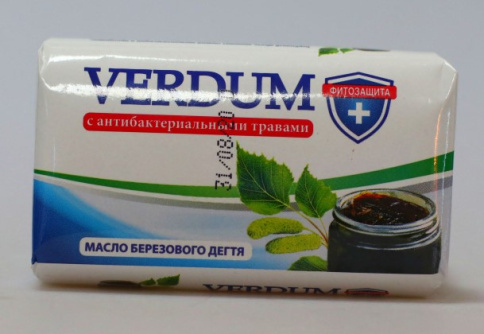  Мыло Verdum Масло березового дегтя 90 гр с антибактериальными травами фото 1