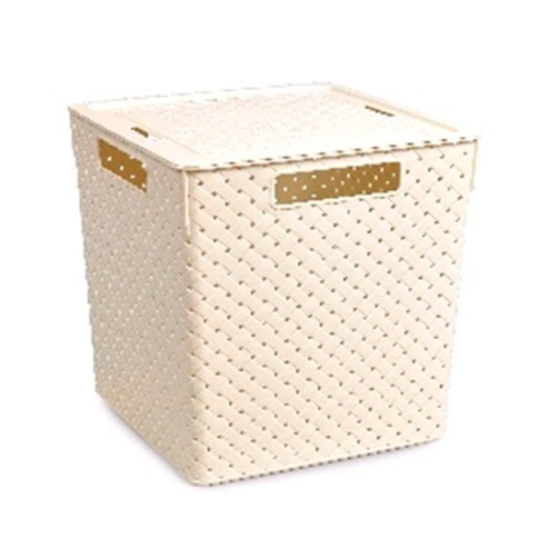  Коробка квадратная «Береста» 23л, 294х294х300мм, с кр,белый фото 1