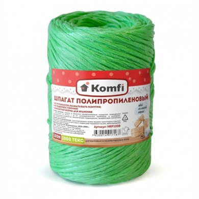  Шпагат полипропиленовый, цилиндр, 1,6ммx100м зеленый 1000 Текс Komfi фото 1