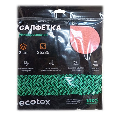  Салфетка 35*35 см микрофибра Ecotex 2шт (желтый, розовый) фото 1