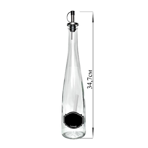  Бутылка-конус 500 мл с мет. дозат для масла/соусов стекл и мел для маркировки Меловой дизайн фото 1