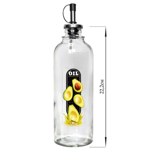  Бутылка 500 мл цилиндр для масла с мет. дозатором, Oil collection с авокадо, стекло фото 1