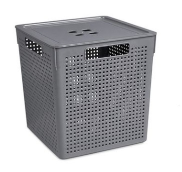  Коробка квадратная «Лофт» 23л, 294х294х301мм, с крышкой, цвет серый, фото 1