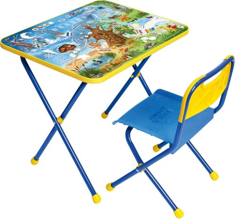 Комплект детский Хочу все знать, складной (стол+стул) синий фото 1