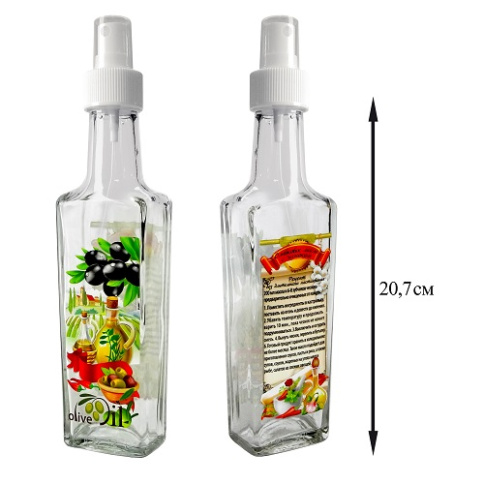  Бутылка с кнопочным распылителем для оливковог масла с чесноком 250 мл, стекло фото 1