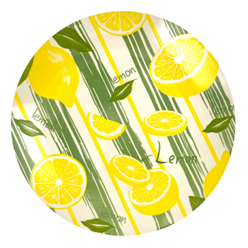  Тарелка плоская круглая d=22,5 см, Лимоны, лунная форма фото 1