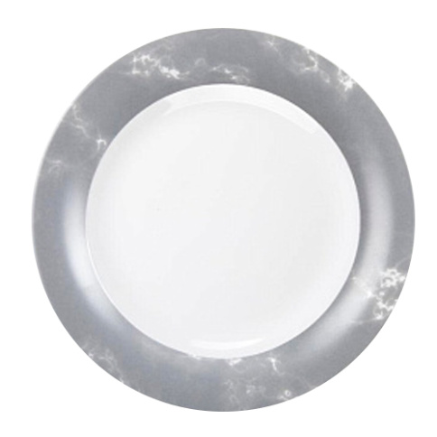  Тарелка плоская круглая d=25 см серый мрамор фото 1