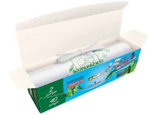  Пакеты для замораживания продуктов 20*30 см 40 шт рулон 2 литра (Уфа Пак) фото 1