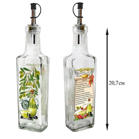  Бутылочка с мет. дозатором для оливкового масла со специями 250 мл, стекло фото 1