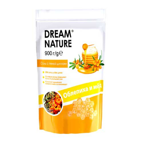  Dream nature Соль с пеной для ванн "Облепиха и мед" 900 г фото 1